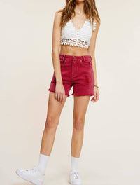 La Miel - High Rise Basic Mineral Washed Denim Shorts