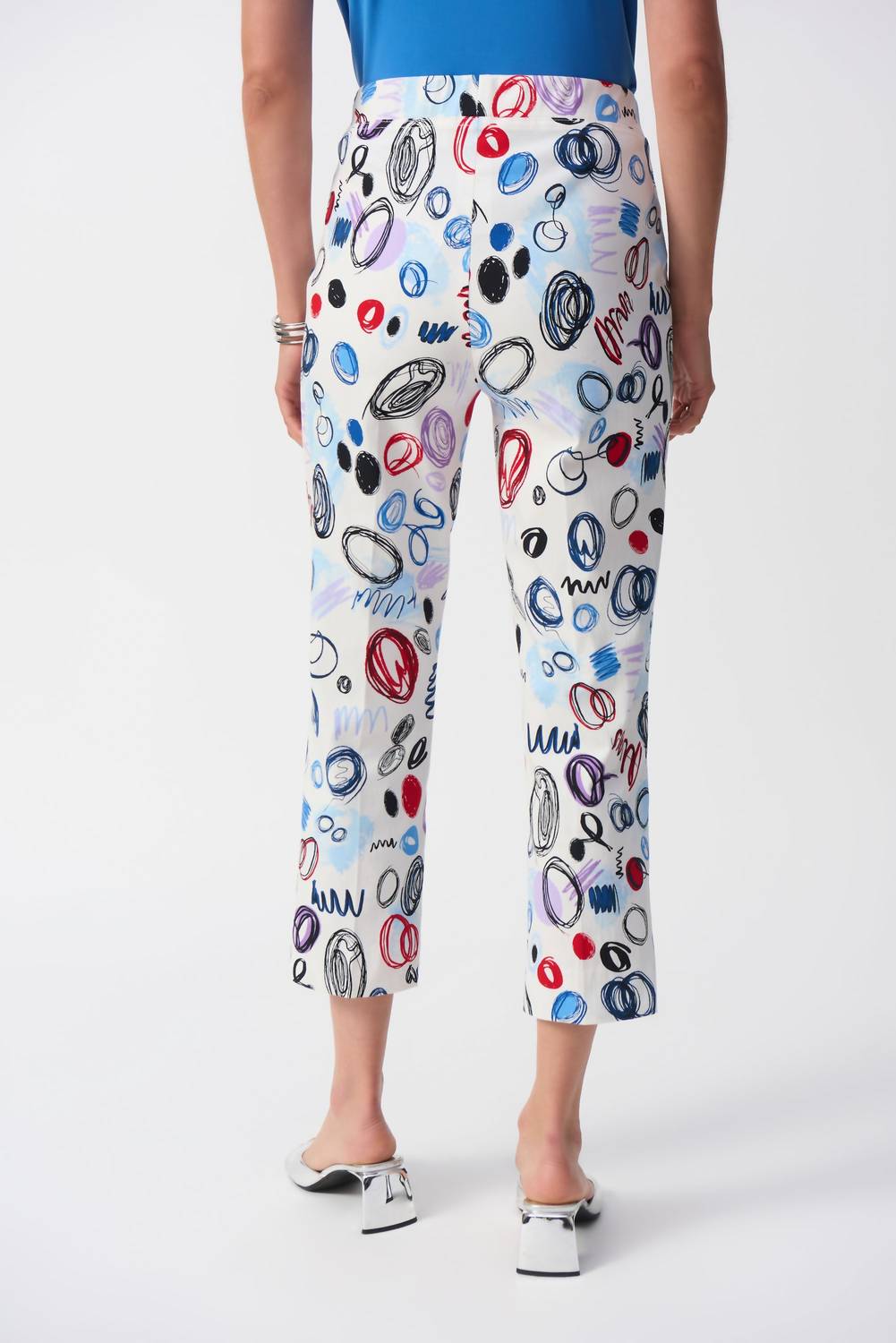 Joseph Ribkoff Millennium Abstract Print Crop Pants in vanilla multi - women's pants - view 4