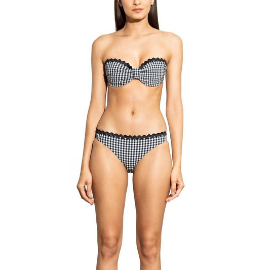 Shoshanna - Gingham Jacquard Scallop Trim Bikini Bottom