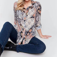 Charlie B - Printed Button-front Blouse