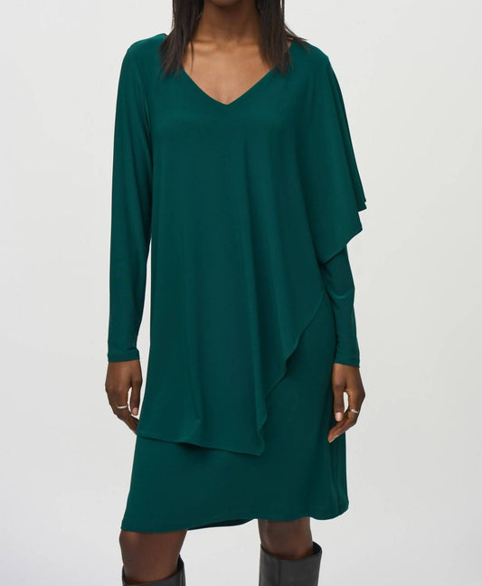 Joseph Ribkoff - Draped Overlay V-neck Shift Dress
