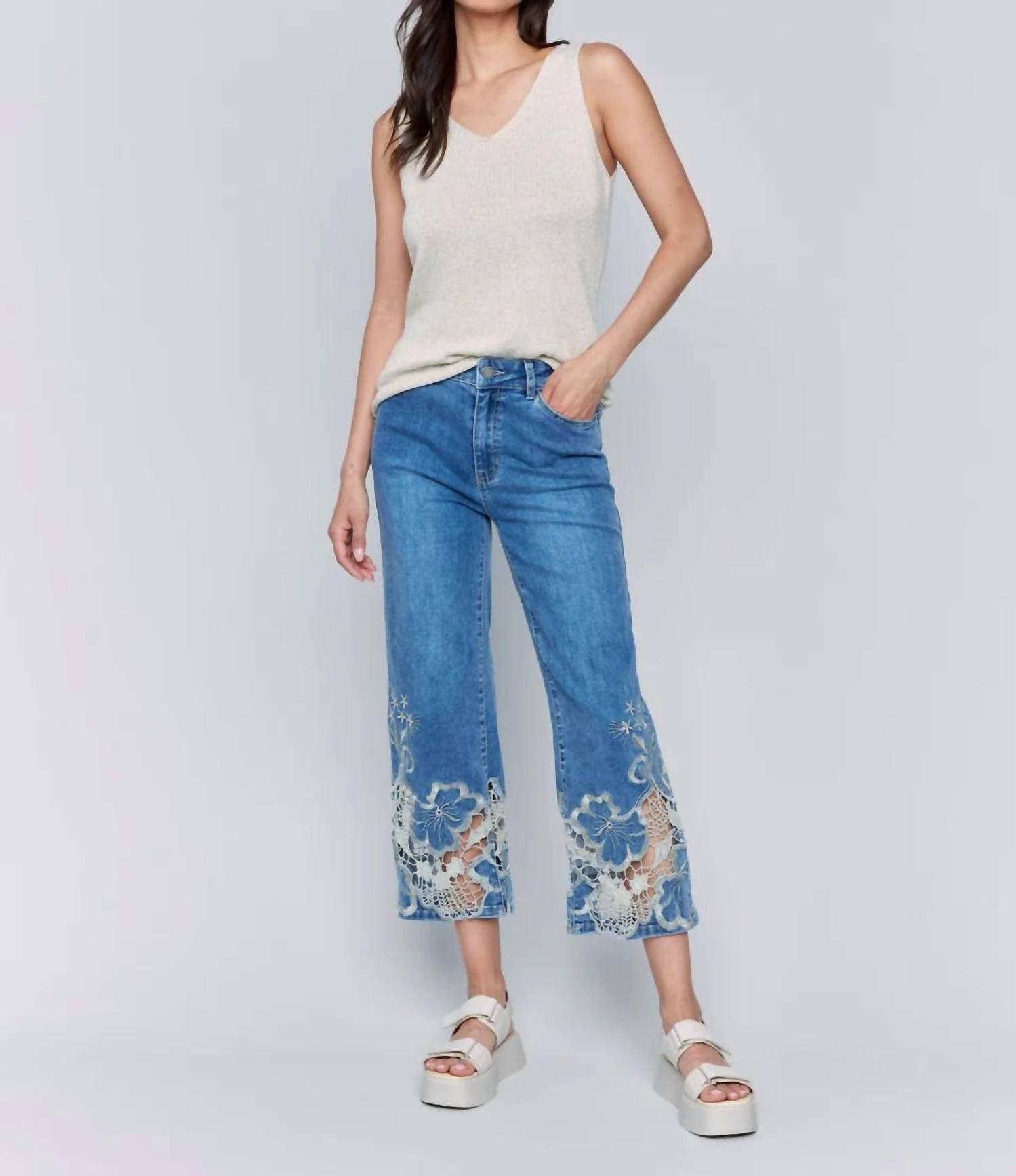 Charlie B - Women's Lace Cut Out Pant
