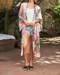 Paparazzi - Print Duster With Self-tie Belt