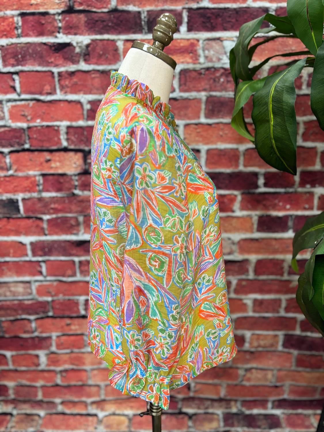 Trisha Tyler - Women's Floral Ruffle Collar Blouse Jacket