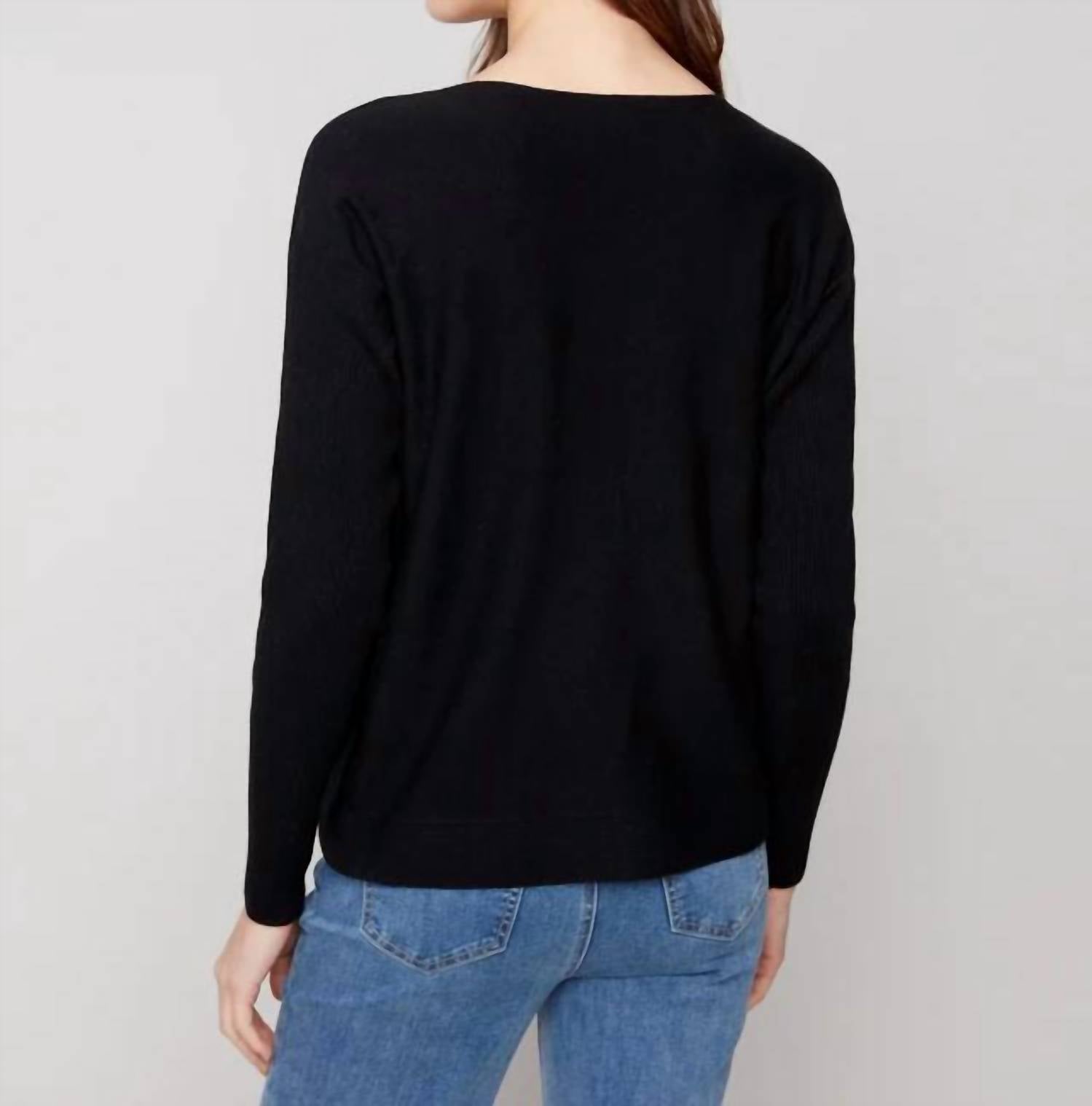 Charlie B - Boat Neck Sweater With Side Buttons