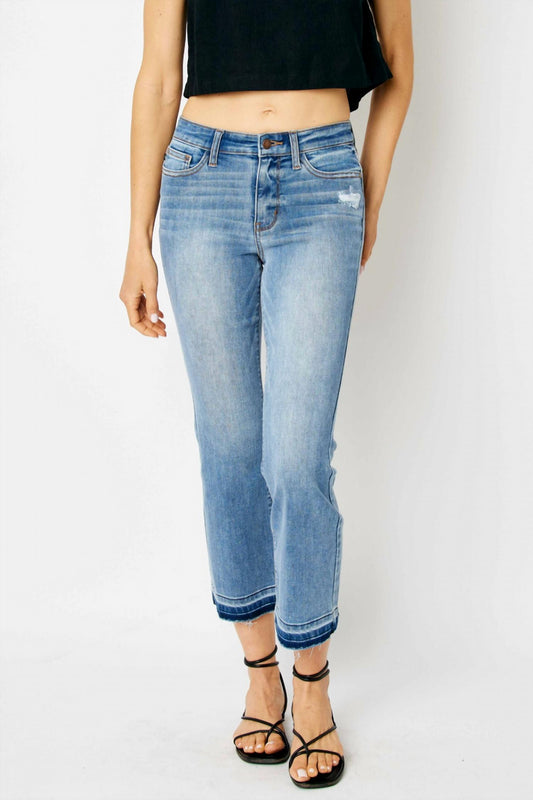 Judy Blue - Mid Rise Release Hem Cropped Bootcut Jeans