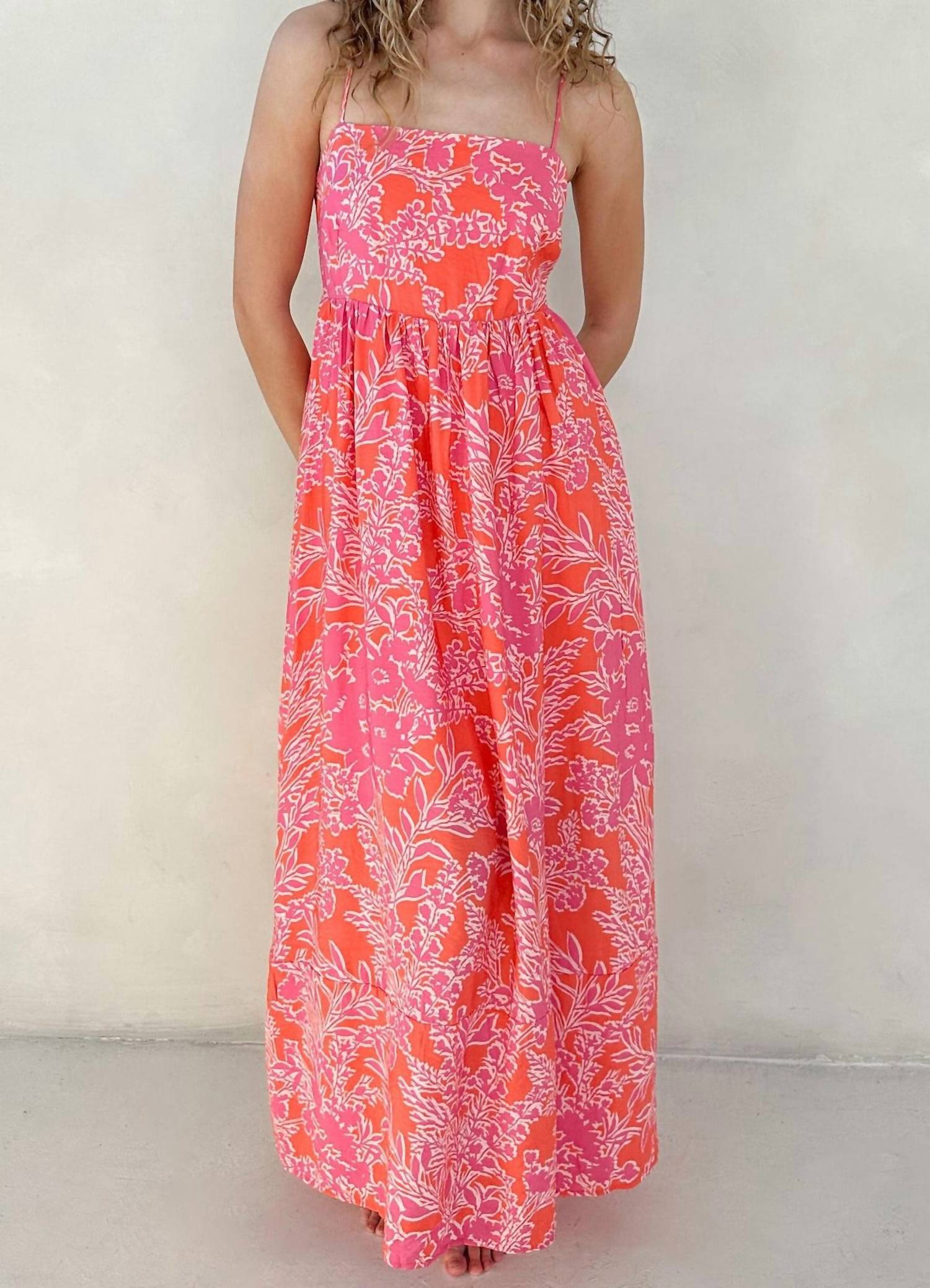 By Together Already Yours Floral Maxi Dress in orange pink - women's dress