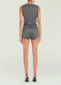 SER.O.YA Tatiana Sleeveless Vest in charcoal houndstooth - women's jacket - detail view