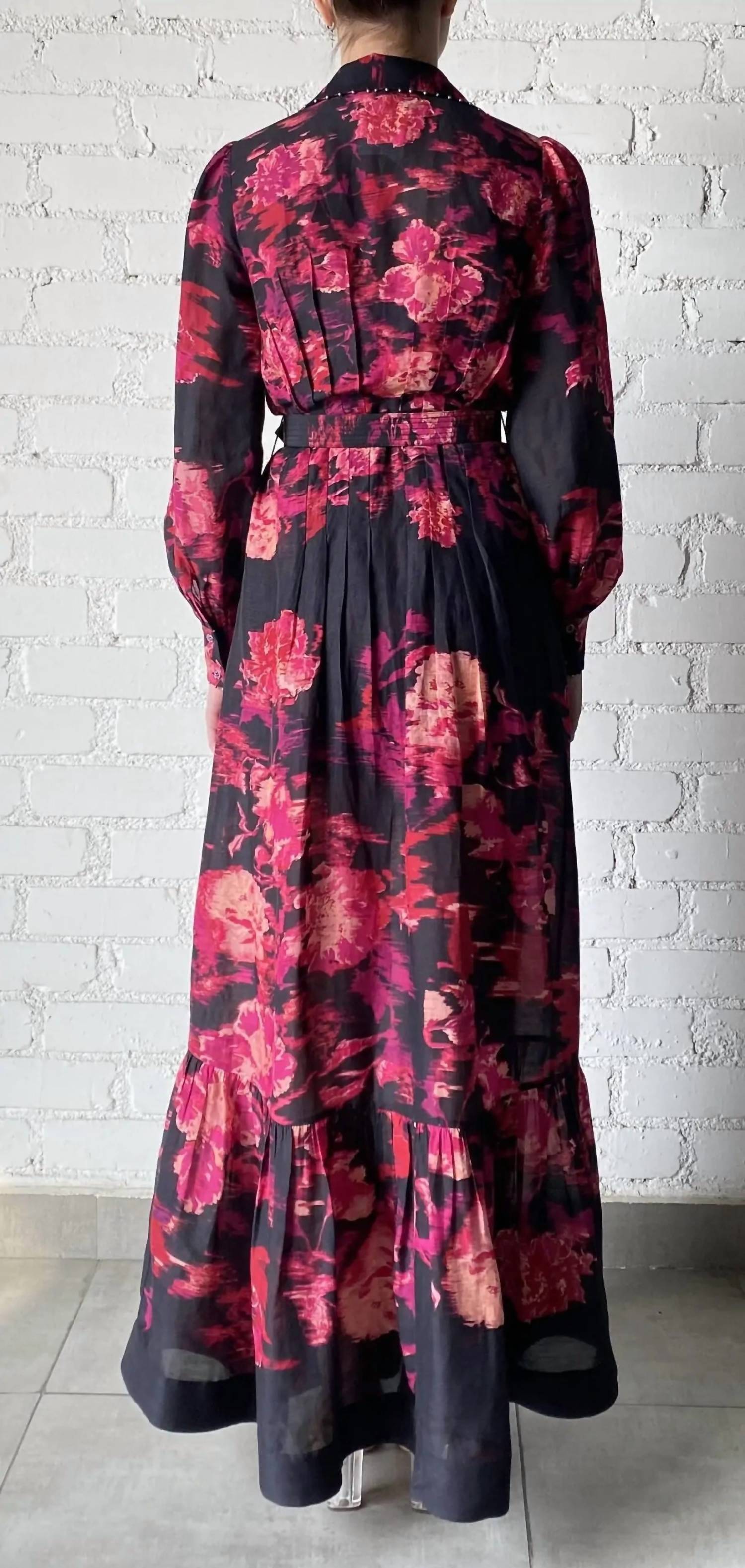 HEMANT & NANDITA Zina Long Dress in pink - women's dress - alternate view