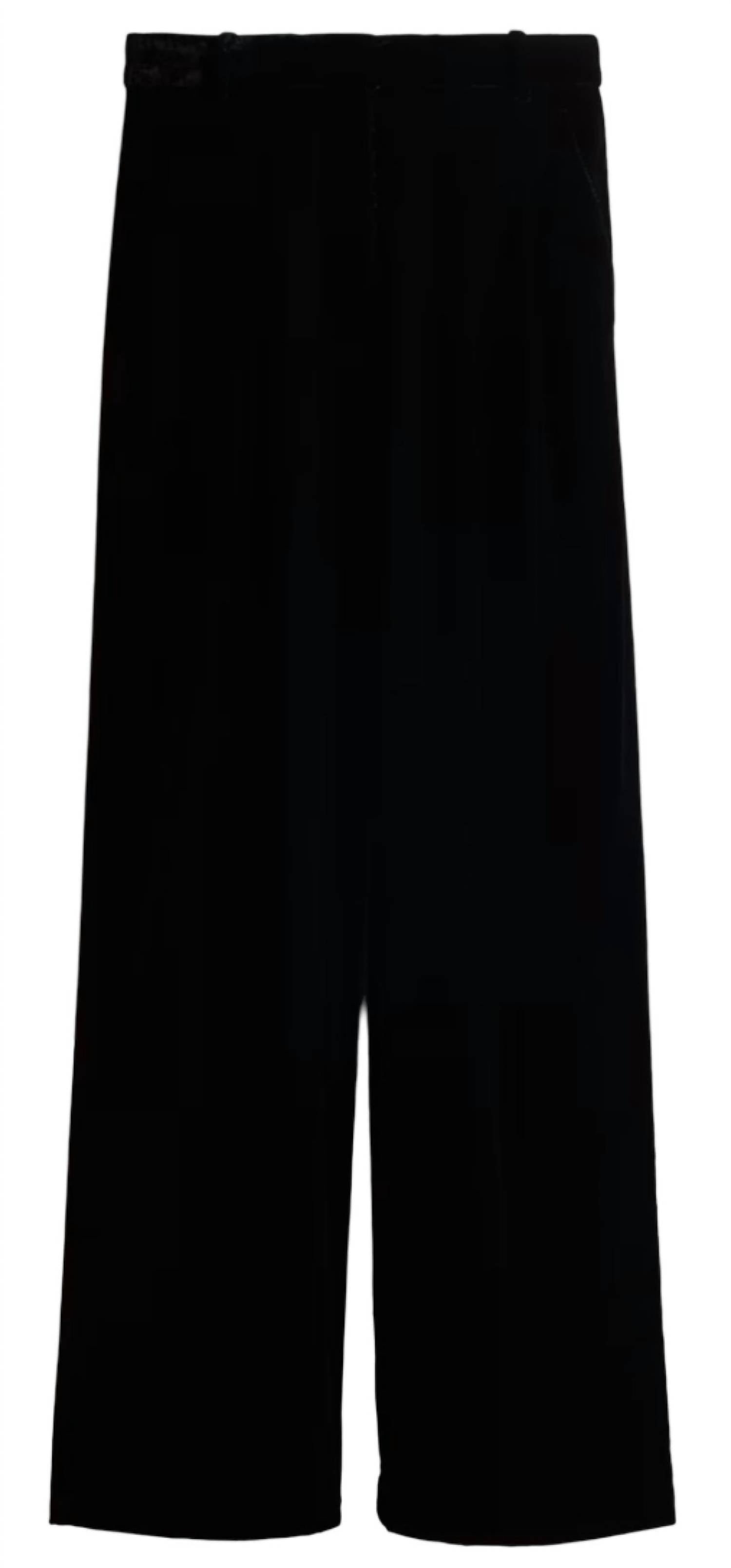 Venti6 - Women's Velvet Elastic Waist Back Trim Pants