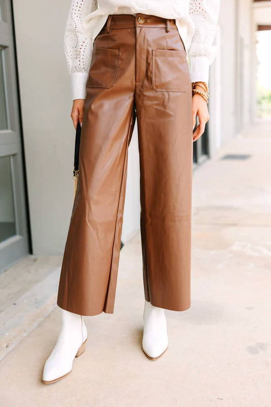 Faux Leather Wide Leg Pants