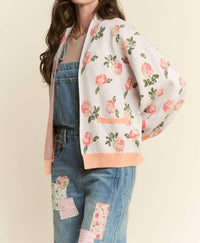 J.NNA Rosie Cardigan in apricot - women's cardigan - detail view