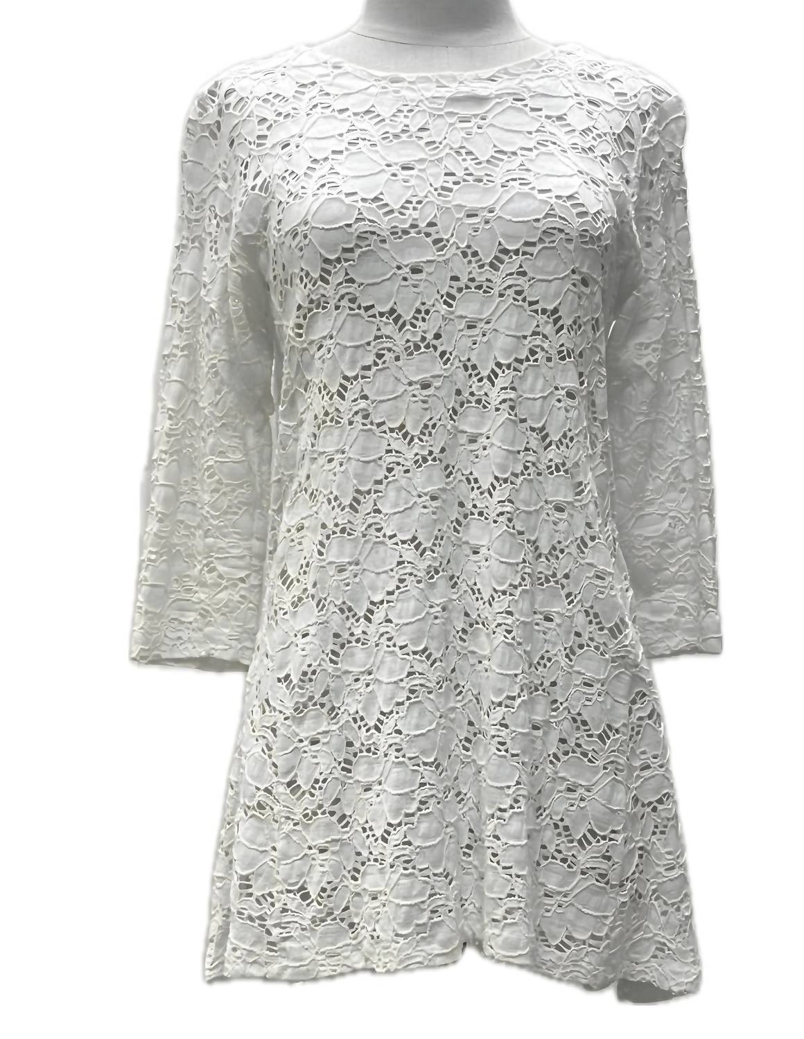 EYELET STRETCH MINI DRESS