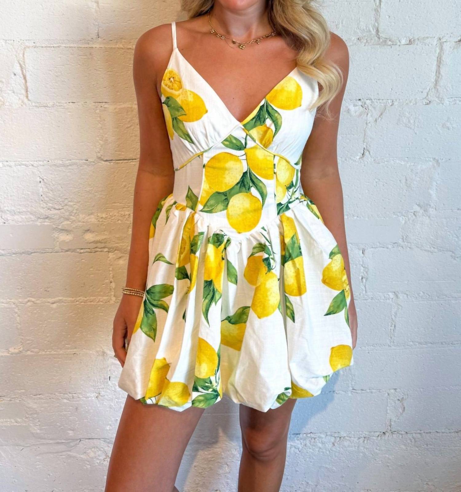 Sky To Moon - Refreshing Lemon Bubble Mini Dress