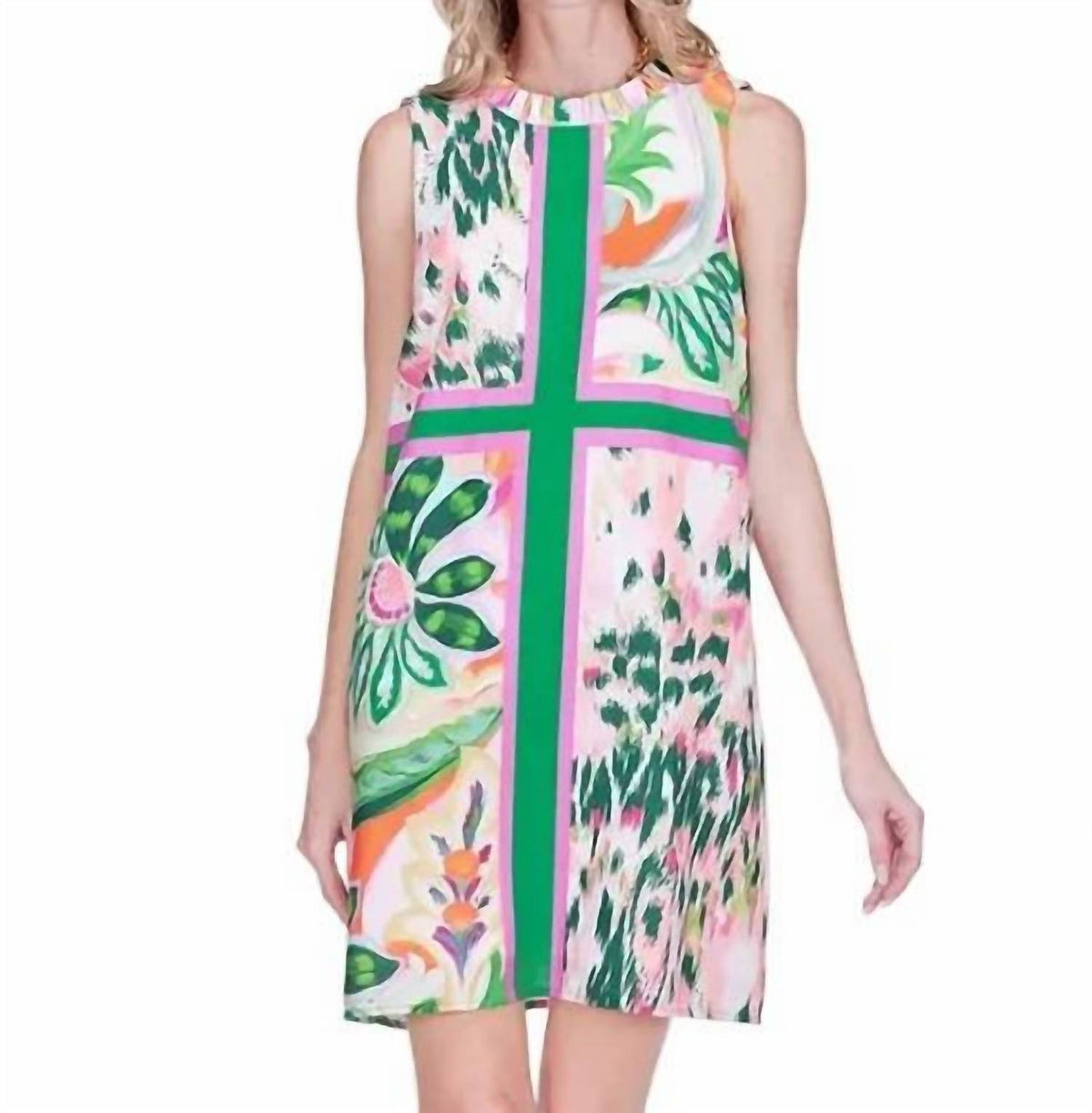 Joy Joy - Sleeveless Ruffles Neck Dress