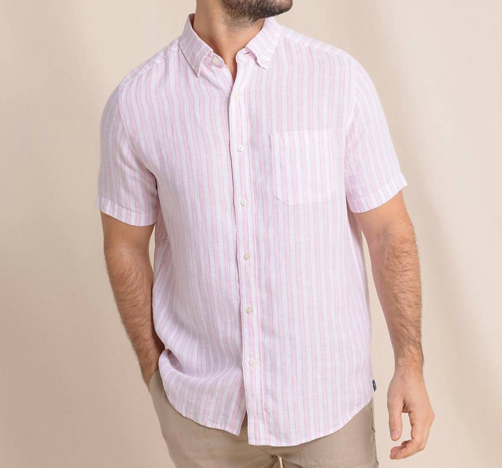 Southern Tide - Linen Crepe Myrtle Stripe Sportshirt