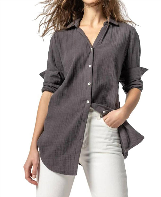 Lilla P - Long Sleeve Button Down Tunic Top