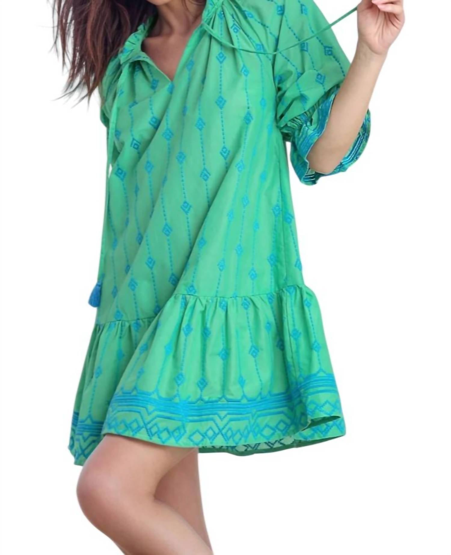 Style Usa - Brielle Embroidered Contrast A-line Dress