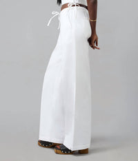 LOLA JEANS Remy Twill Mid Rise Wide Leg Trouser in white - women's pants - alternate view