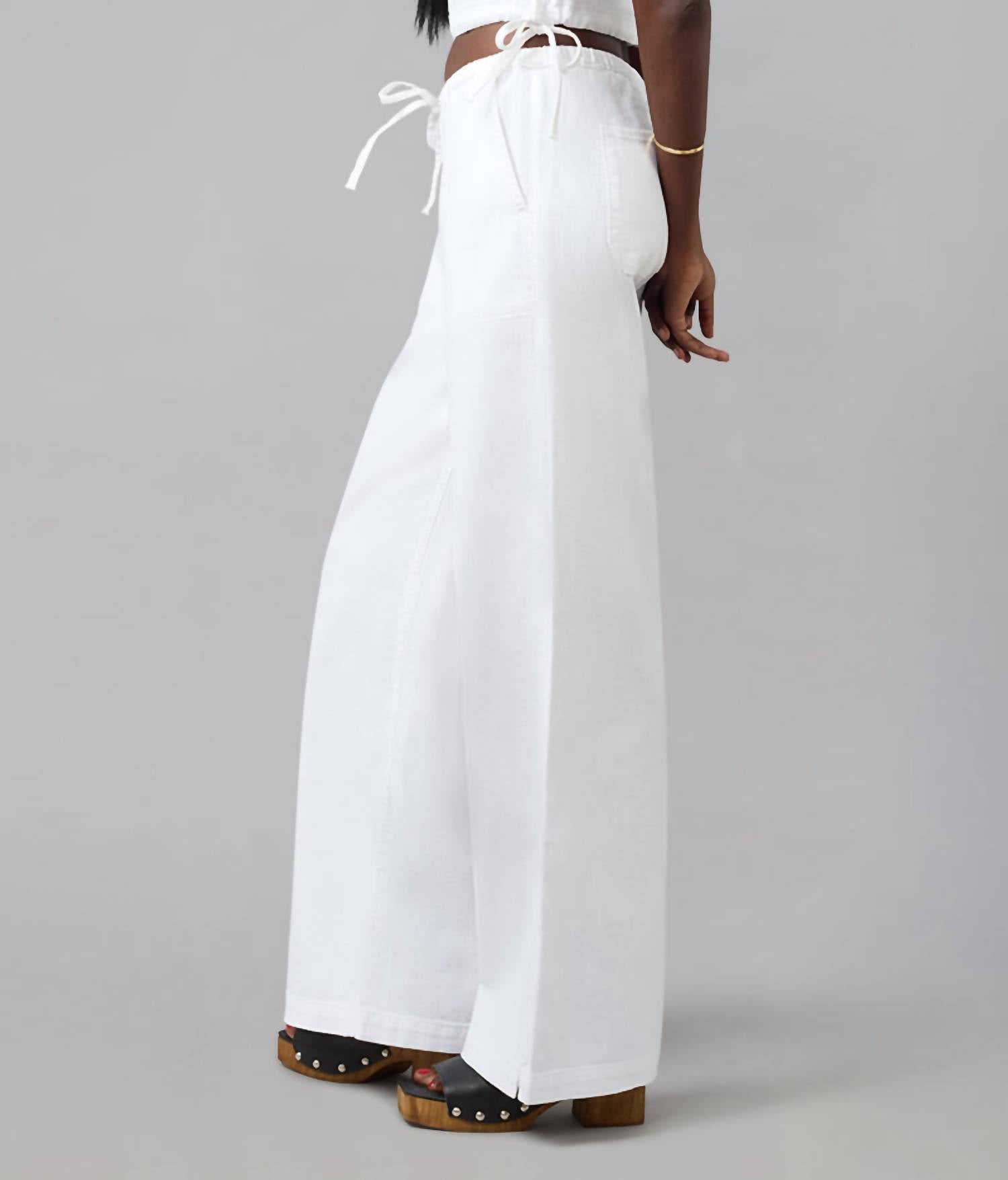LOLA JEANS Remy Twill Mid Rise Wide Leg Trouser in white - women's pants - alternate view