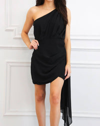 Luxxel - Pretty Little Devil Drape One Shoulder Dress