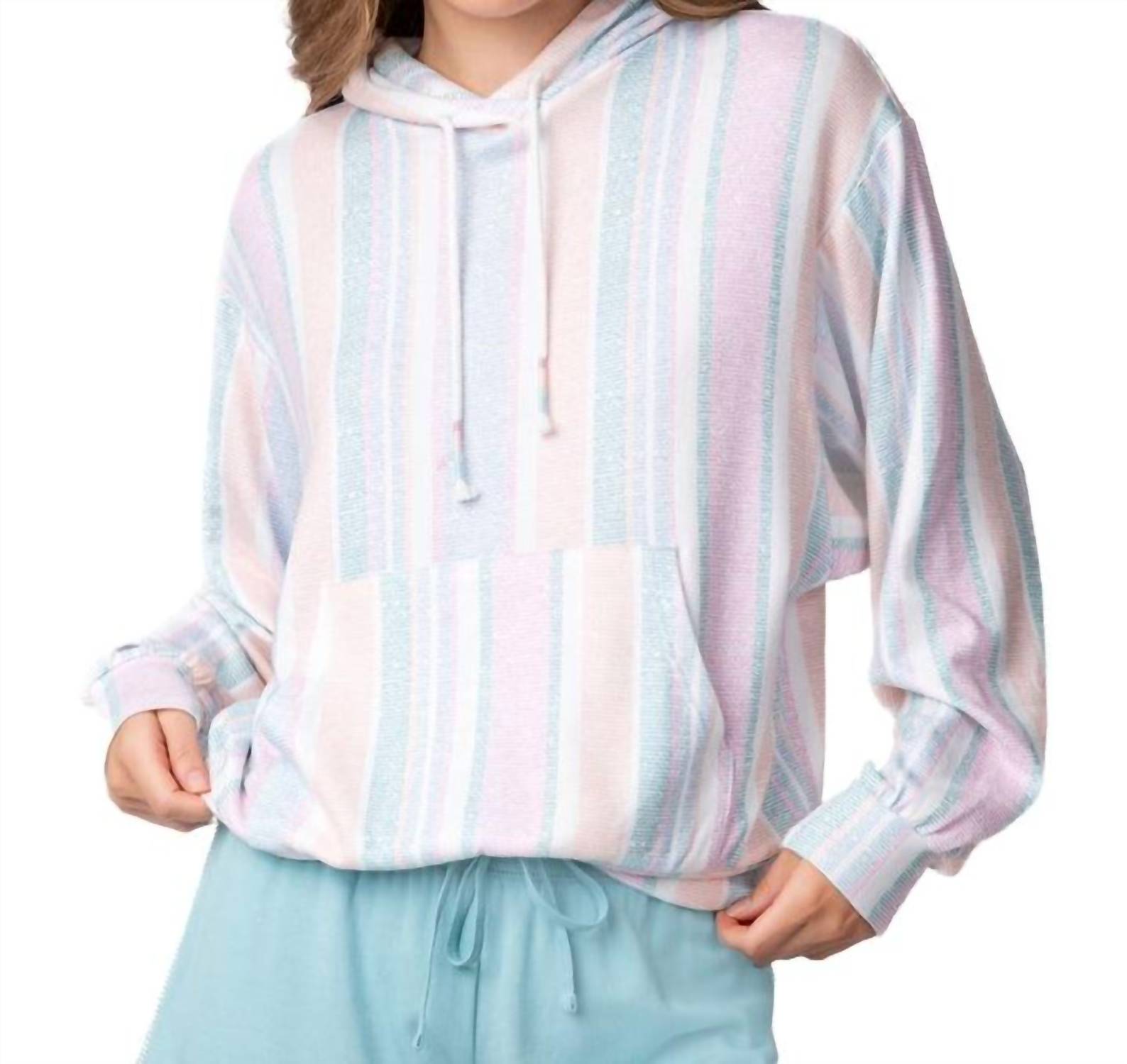 PJ Salvage Stripe Baja Babe Hoodie in ivory - women's top