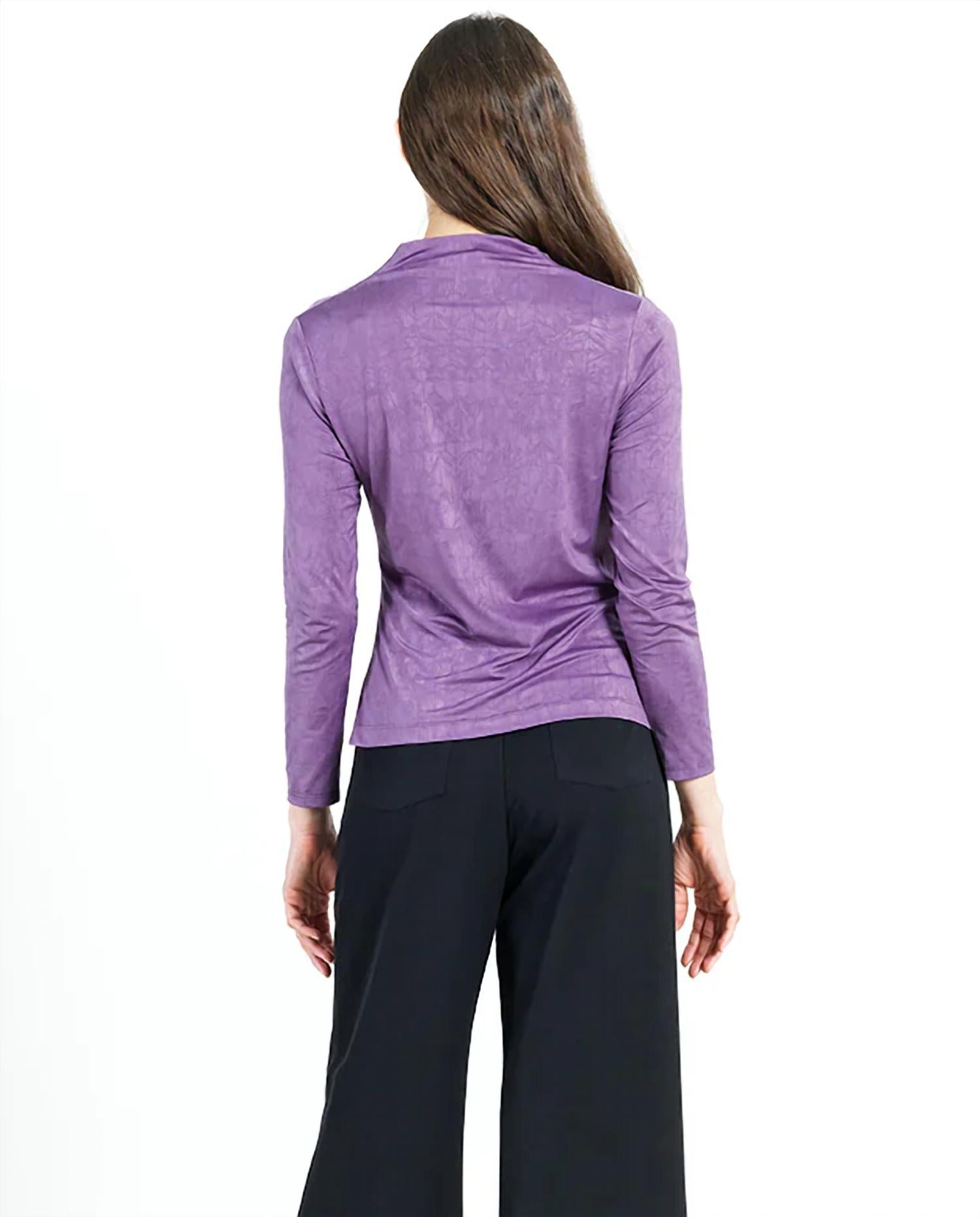 Clara Sun Woo - DRAPE NECK CRUSHED SILKY KNIT TOP WITH SIDE RUCHING