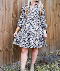 Doe And Rae - Leaf Print Poplin Mini Dress