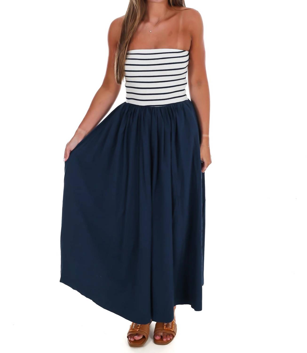 Hyfve - Women's Wanna Know Striped Strapless Midi Dress