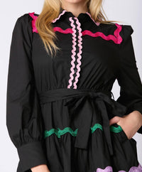 Peach Love - Multi Color Ricrac Trim Dress