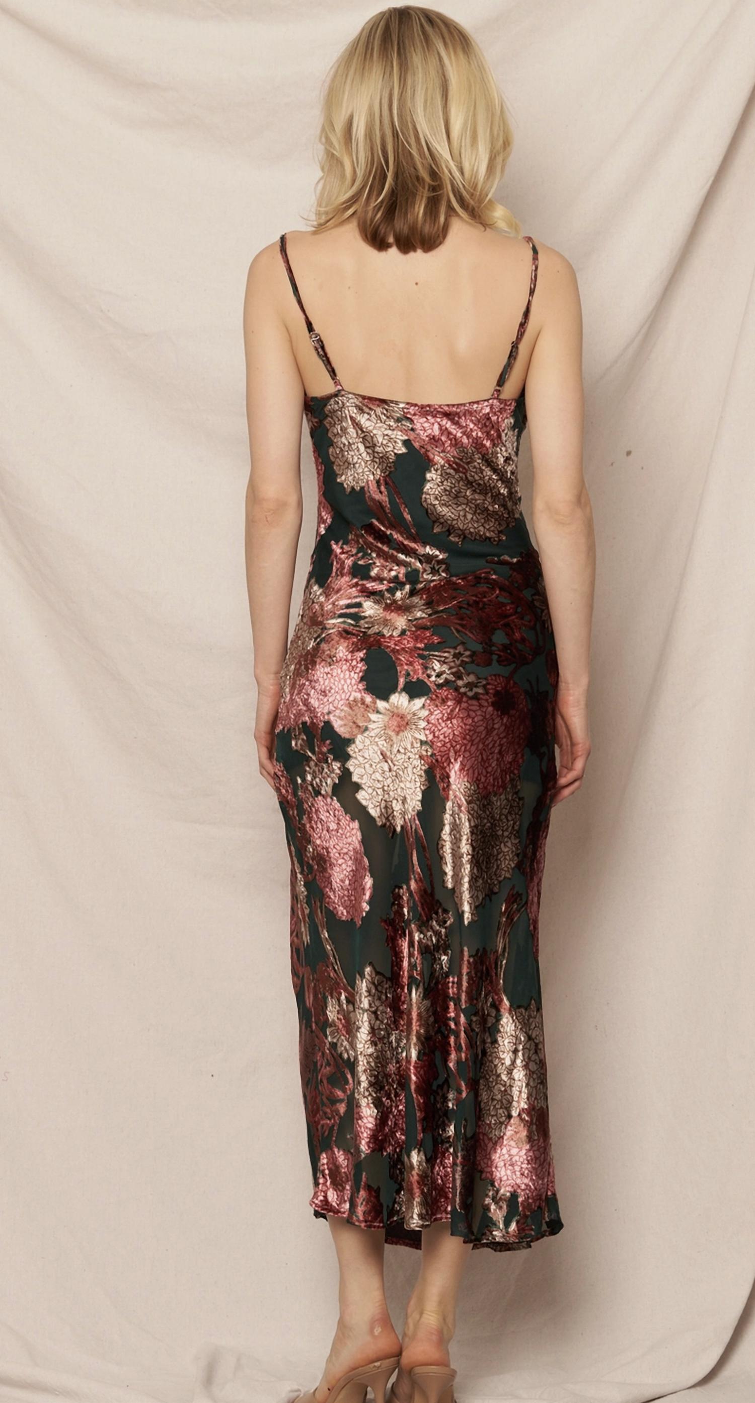 En Creme - Cowl Neck Floral Print Midi Dress