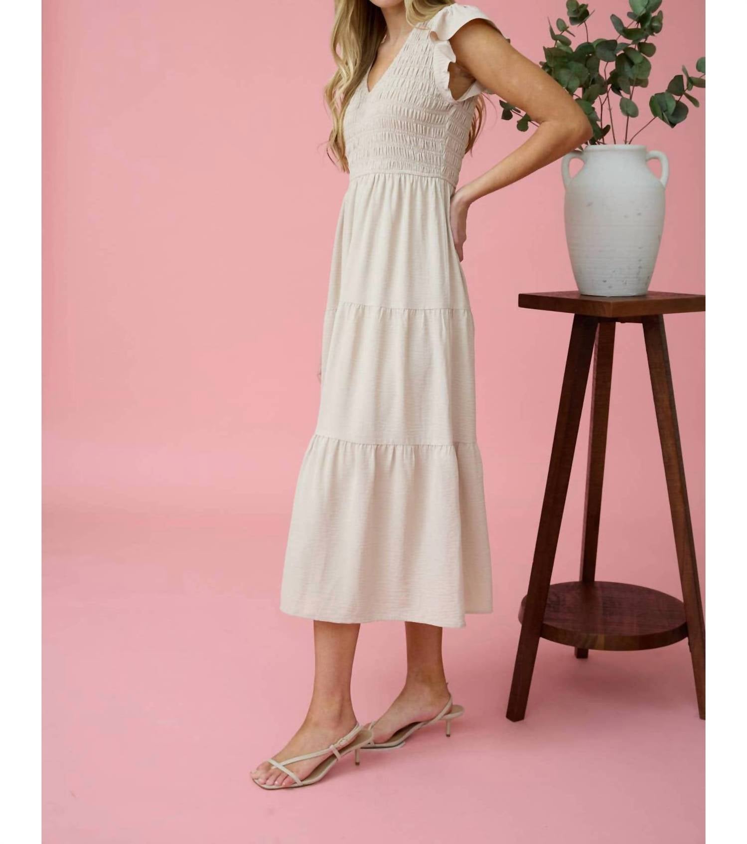 Blu Pepper - Flutter Sleeve Maxi Dress