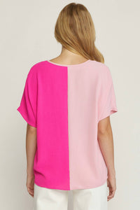 Entro - Color Block V-neck Top
