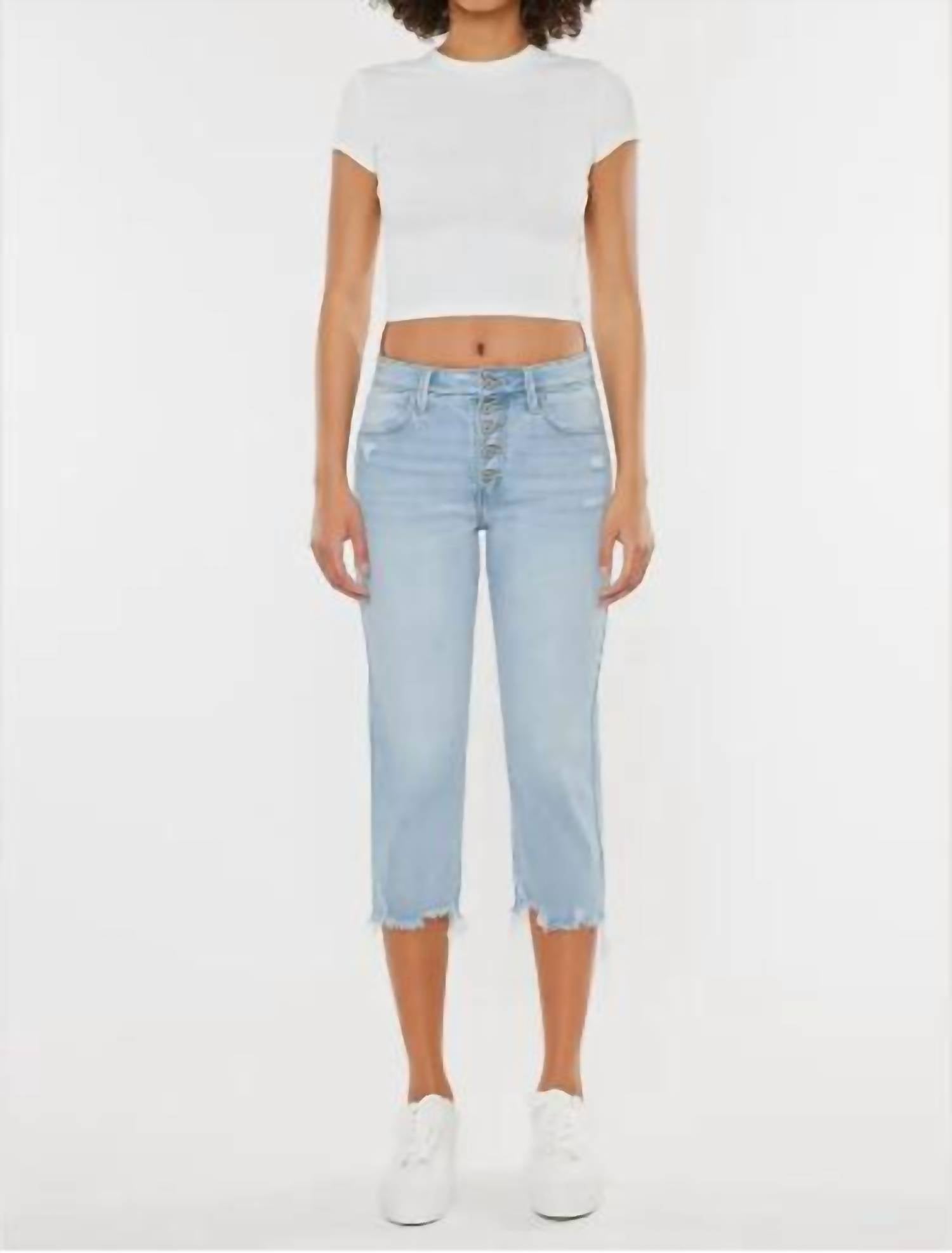 KanCan High Rise Capri Jeans in light stone wash - women's pants