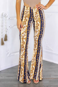 Surelymine - Paisley Print Buttery Soft Flare Bell Bottom
