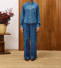 FRNCH Jean Balsamine Wide Leg Pants in blue - women's pants
