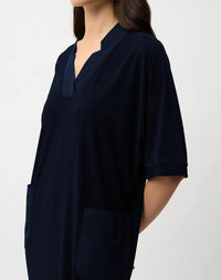 Joseph Ribkoff - Notched V-neck Half Sleeve Shift Dress