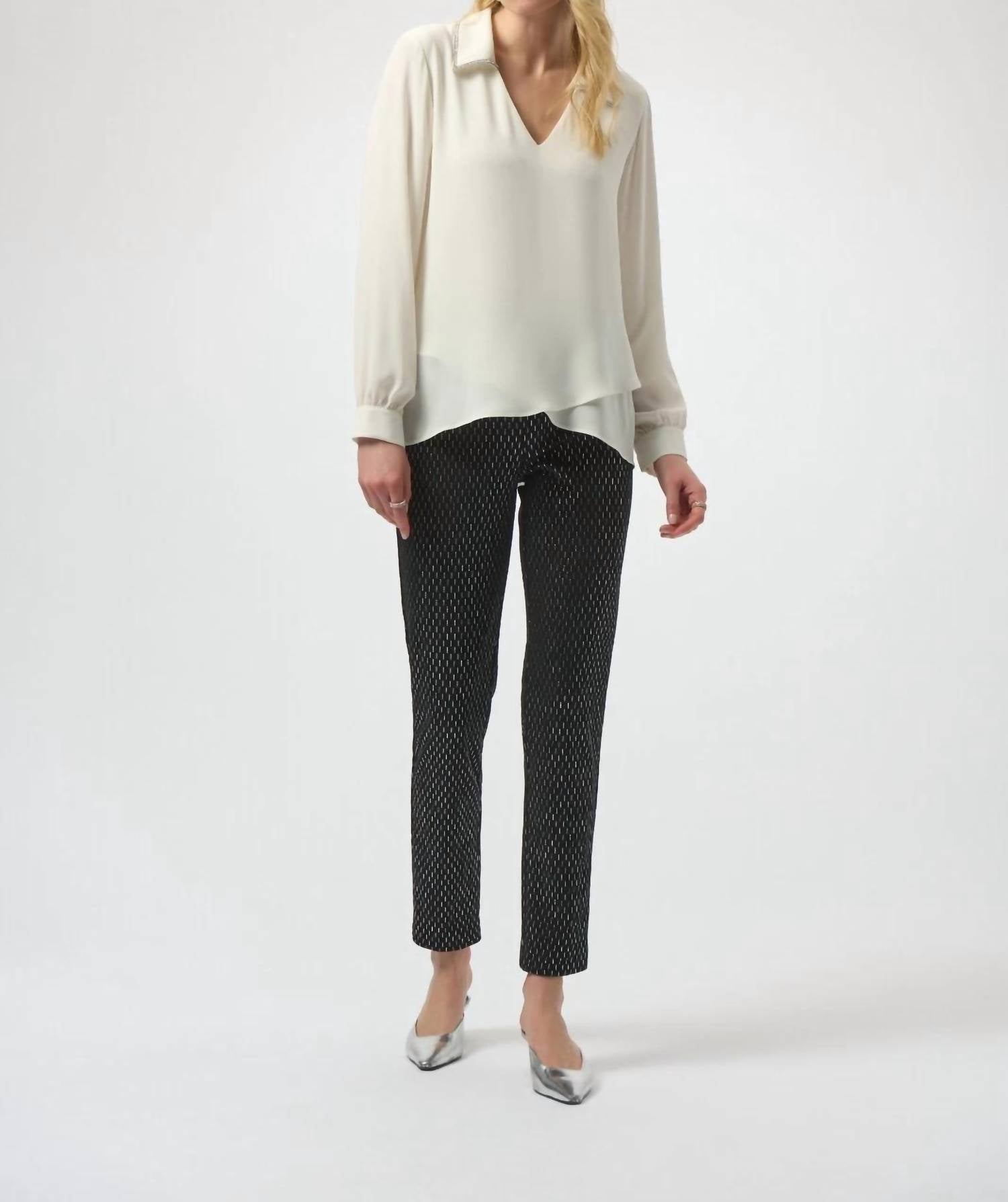 Joseph Ribkoff - Foiled Heavy Knit Slim Fit Trousers