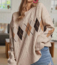 Adora - Diamond Pattern Cable Knit Sweater