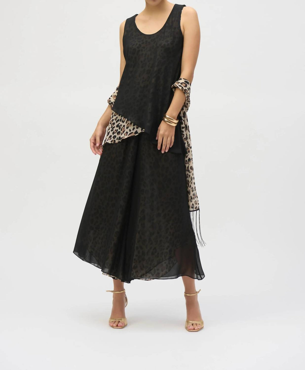 Joseph Ribkoff - Animal Print Chiffon Reversible Culotte Pants