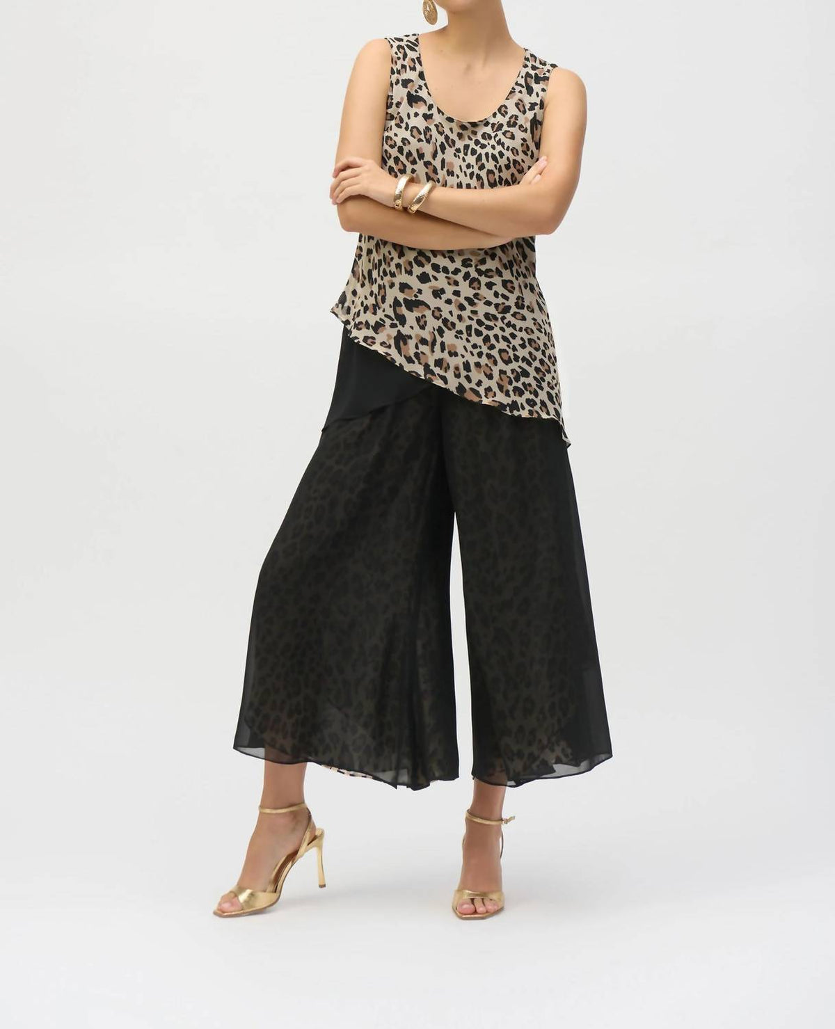 Joseph Ribkoff - Animal Print Chiffon Reversible Culotte Pants