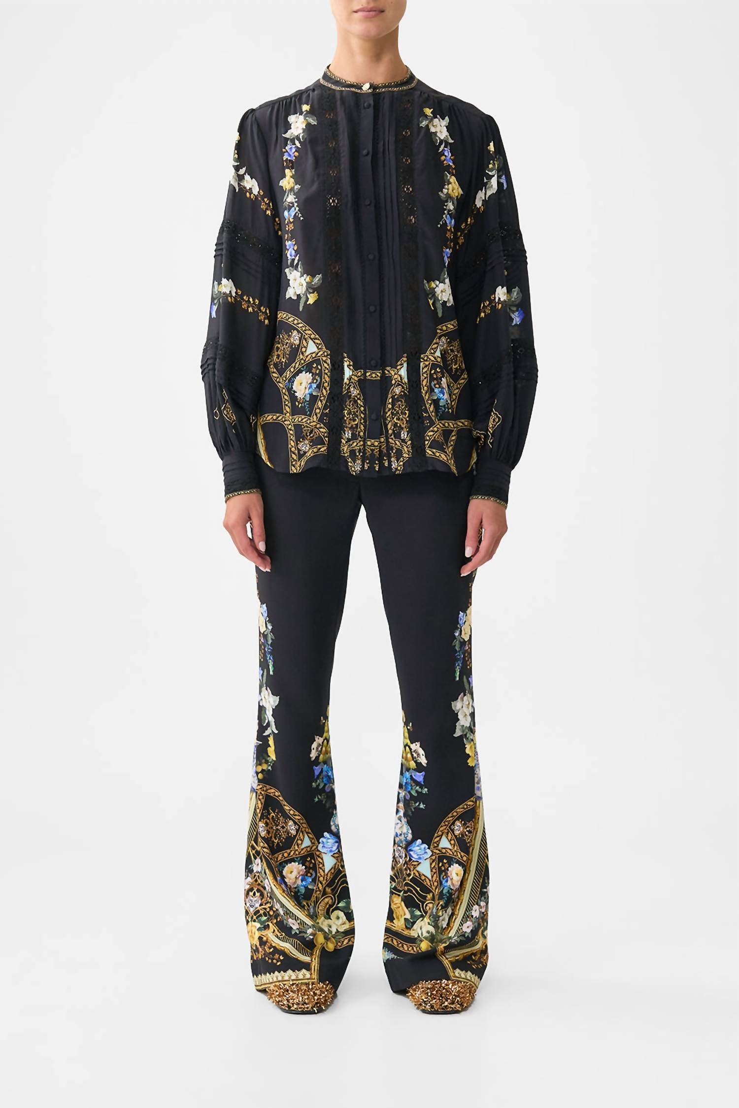 Camilla Blouson Sleeve Blouse in ottoman elegance - women's blouse