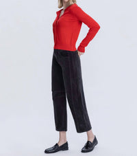 VERVET BY FLYING MONKEY Donnie Corduroy Barrel Jeans in dark gray - women's jeans - alternate view