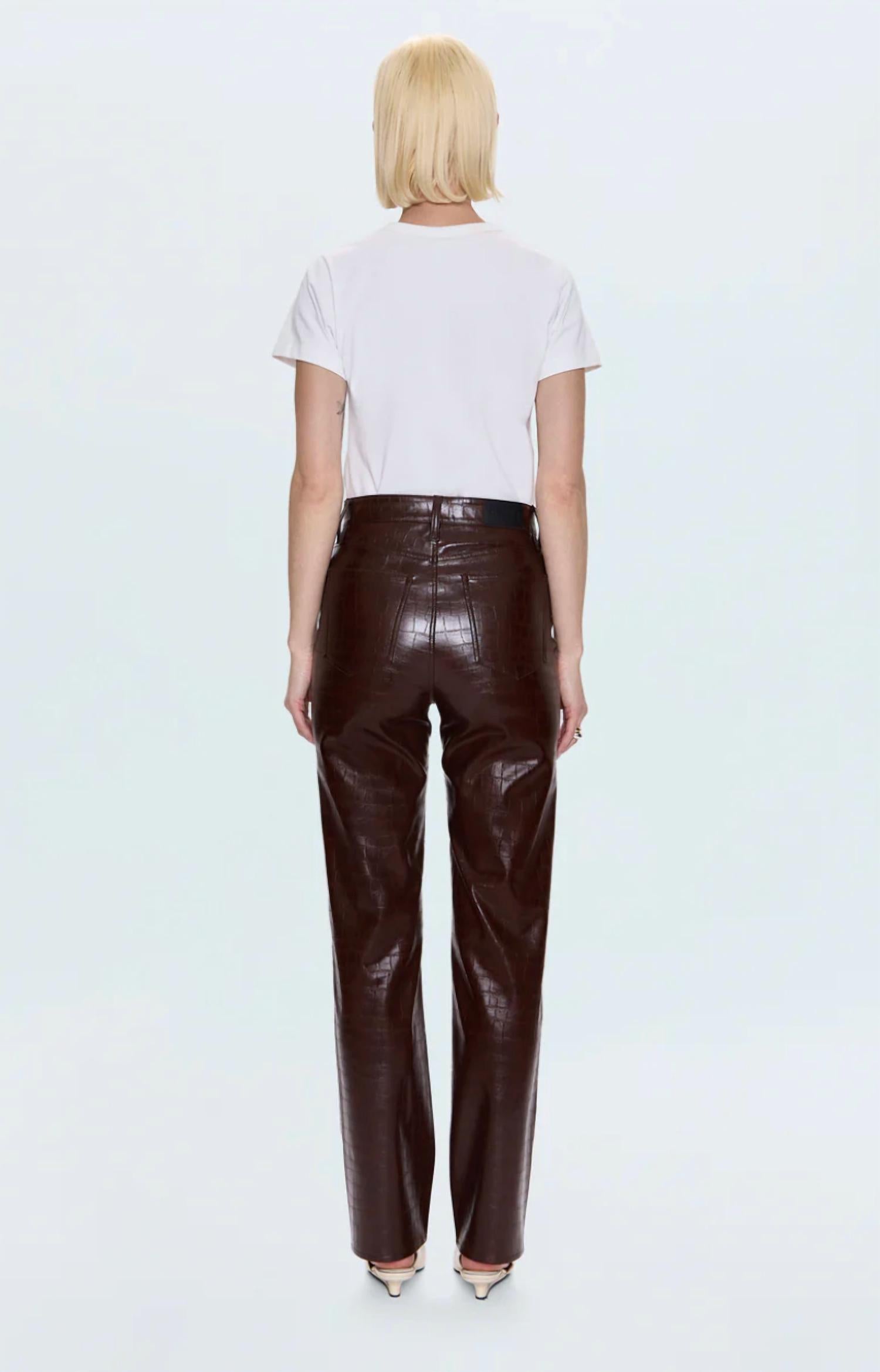 PISTOLA Cassie Super High Rise Straight Leg Pants in tobacco croc - women's jeans - alternate view