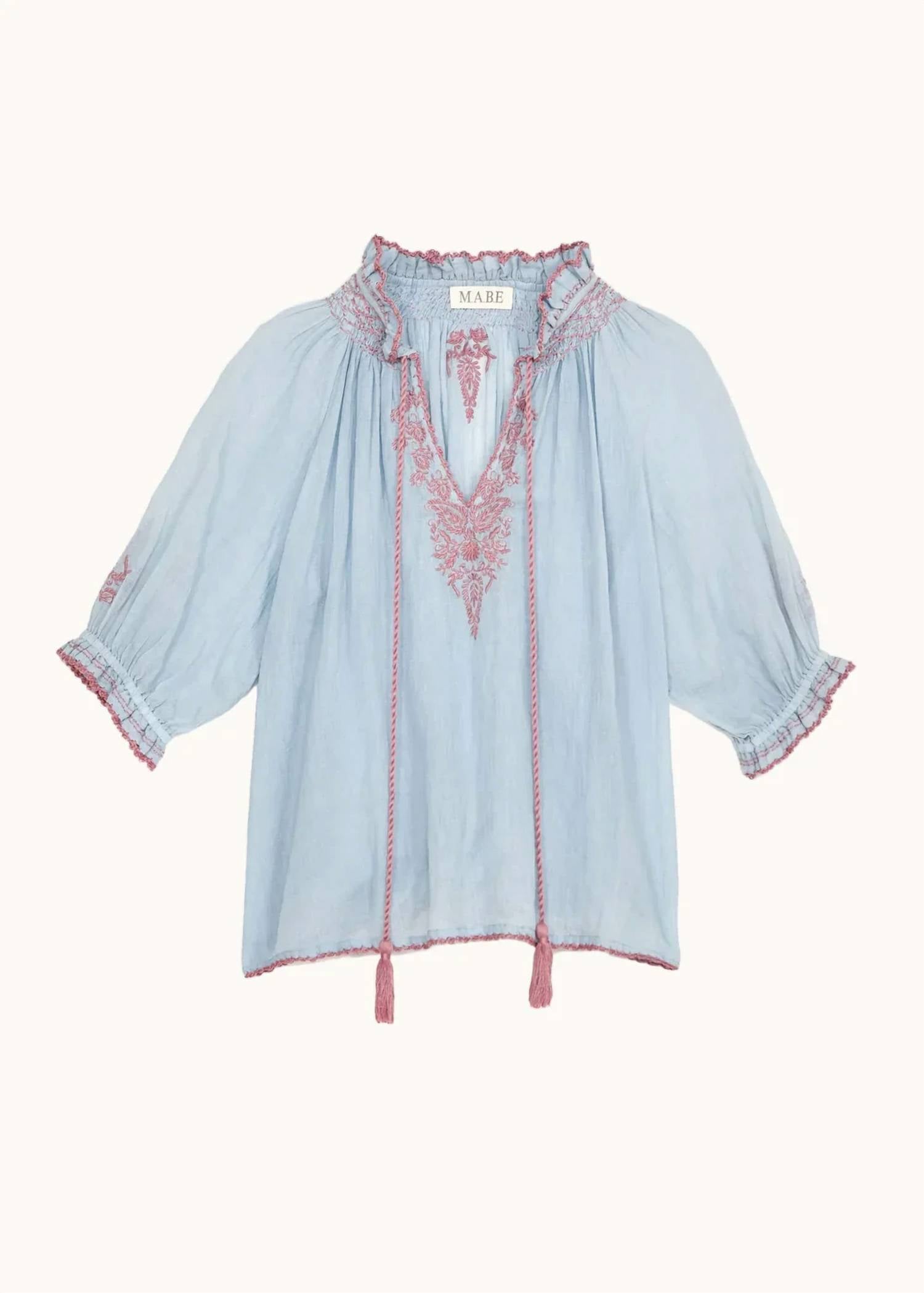 M.A.B.E. - Talia Embroidered Short Sleeve Top