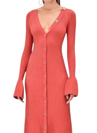 ALEXIS Trisha Long Sleeve Dress in red - women's dress - detail view