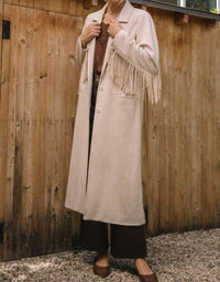 Skies Are Blue - Fringe Detail Maxi Coat
