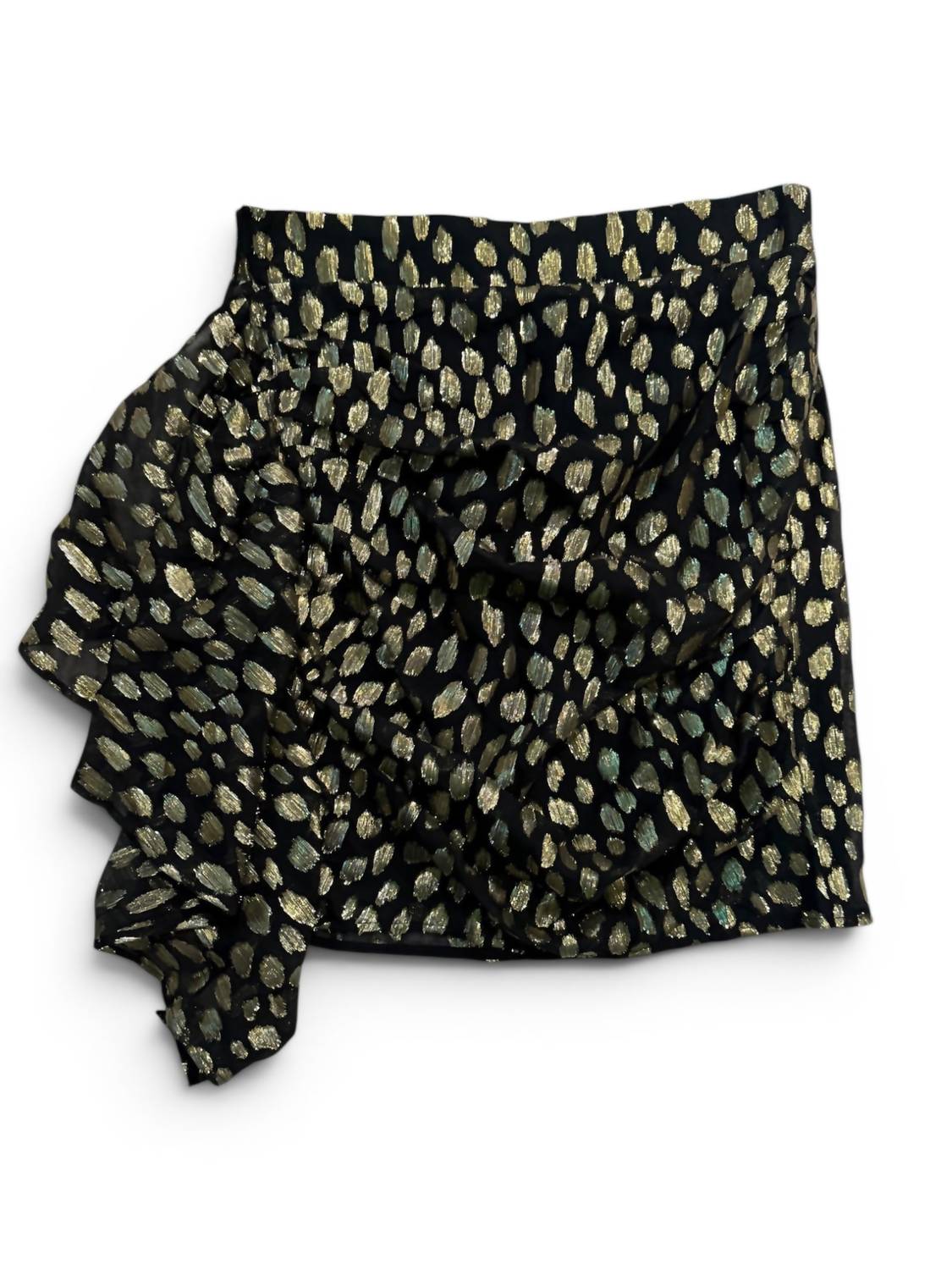 RHODE Hannah Ruffle Mini Skirt in black gold metallic - women's skirt - alternate view