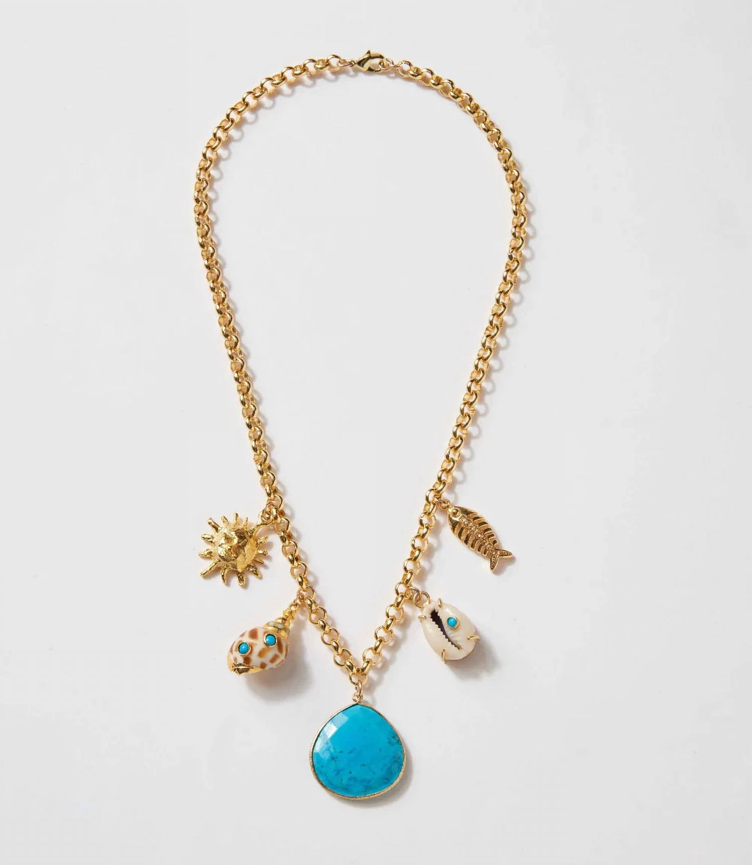 Knotty Bling - Women's Turquoise Sea Charm Necklace