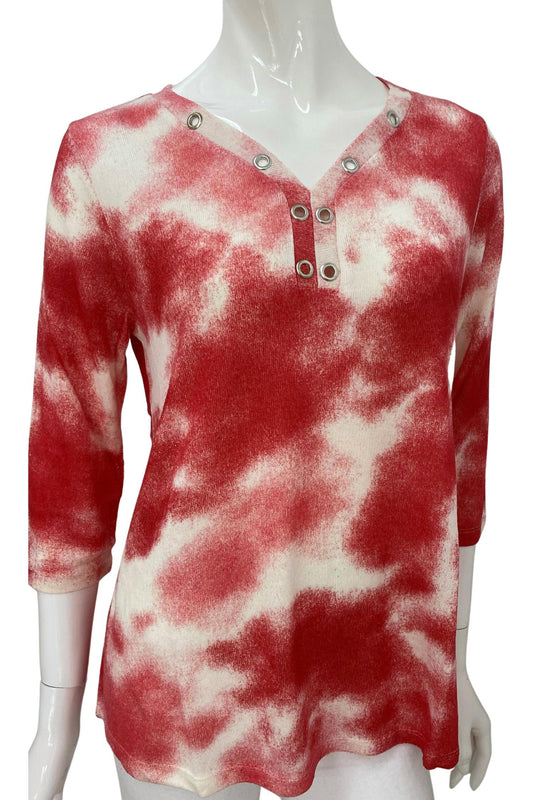 Soft Stretch Tie Dye Grommet Top